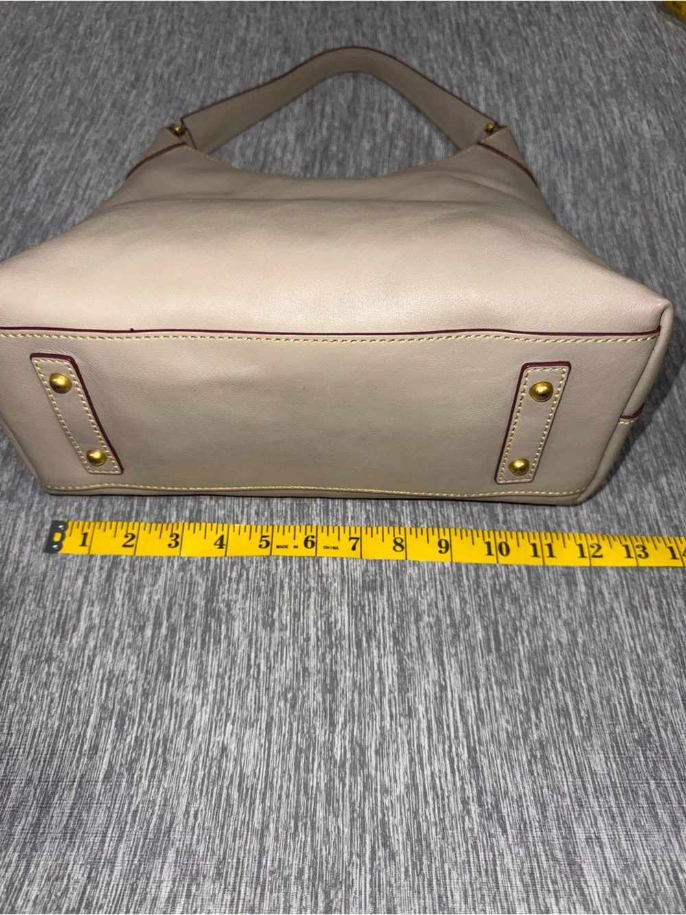 Dooney & Bourke Ecru Florentine Leather Small Hobo with tassels EUC